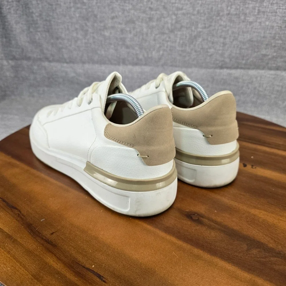 Zara Mens Low Top Sneakers White Tan Minimalist Lace Up 2201/921/001 EU 43 US 10